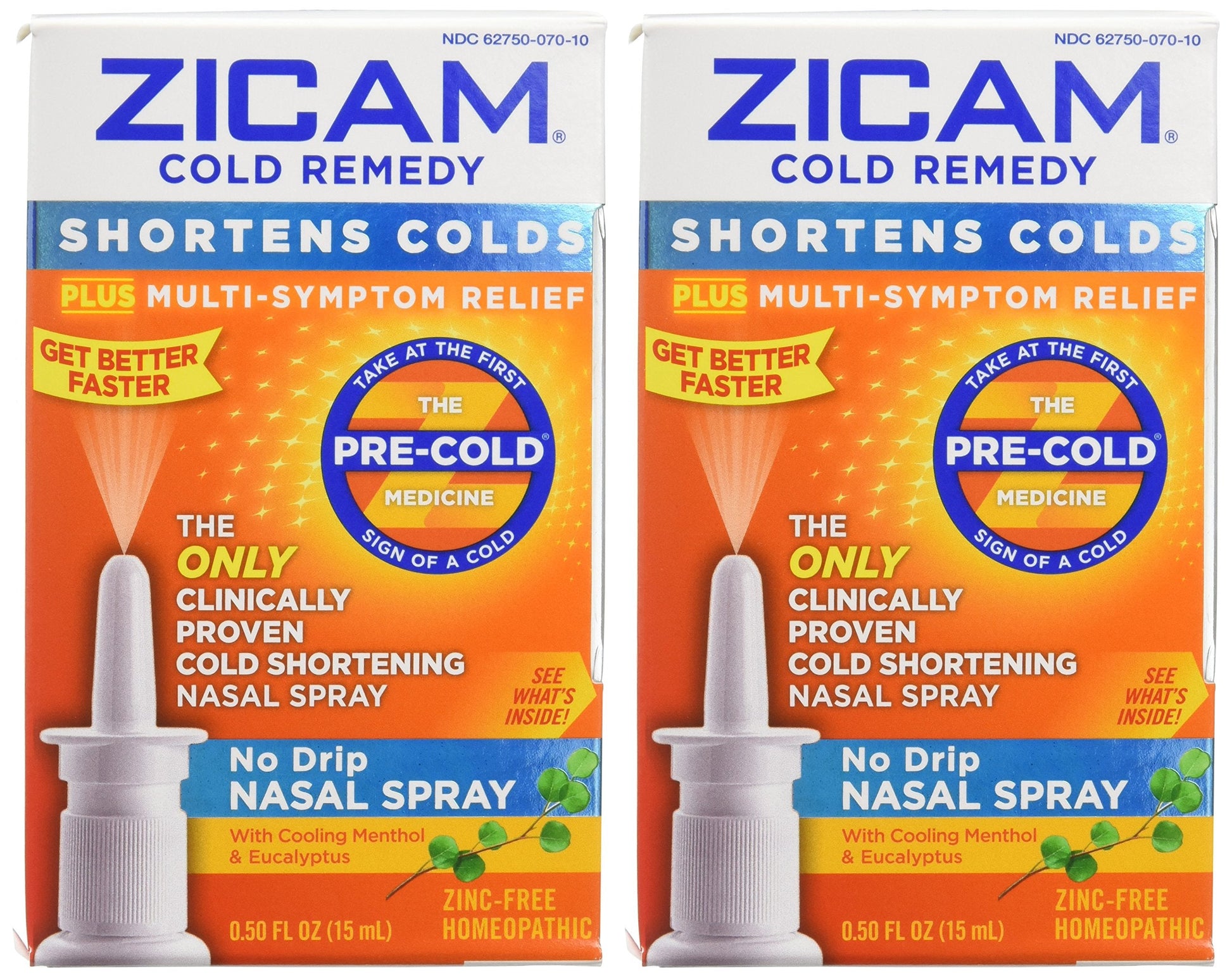 Authentic USA imported Zicam nasal spray pack of two for congestion and cold relief