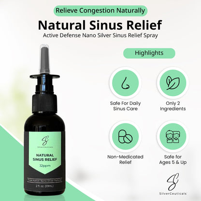 Authentic USA imported SilverCeuticals sinus relief pump bottle for thinning thick mucus