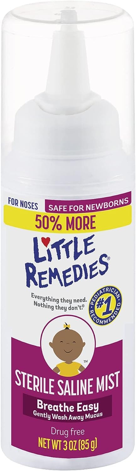 Back packaging label of Little Remedies drug free nasal mist for babies