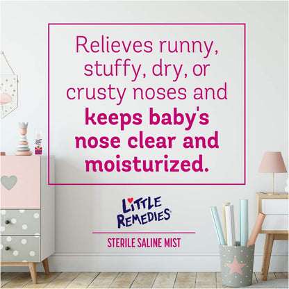 Three pack of Little Remedies sterile saline mist for newborn stuffy nose care