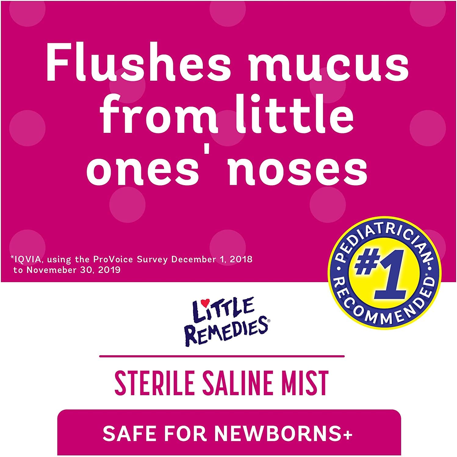 Side view of Little Remedies preservative free baby nasal mist packaging