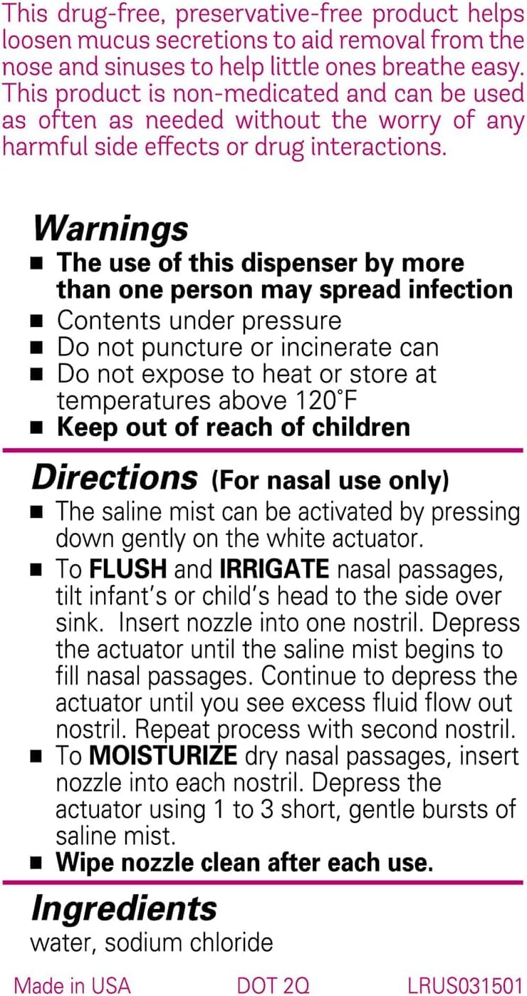 Infant nasal care kit featuring Little Remedies sterile saline mist bottles