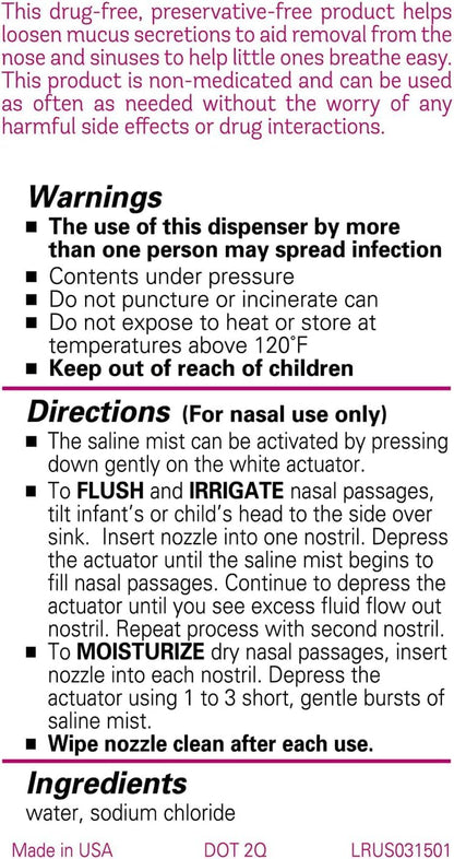 Infant nasal care kit featuring Little Remedies sterile saline mist bottles