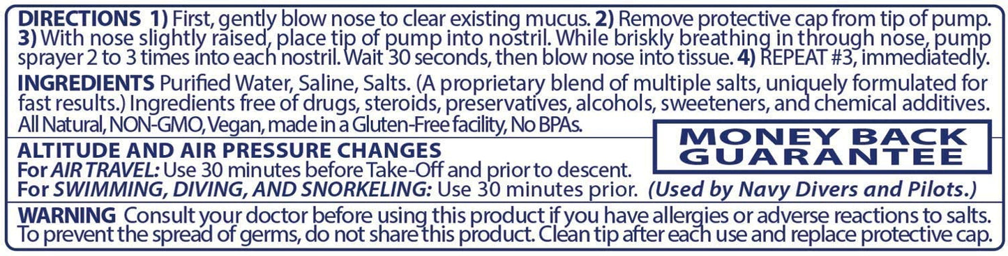 Pressureze USA imported sterile allergy spray for children side view panel details