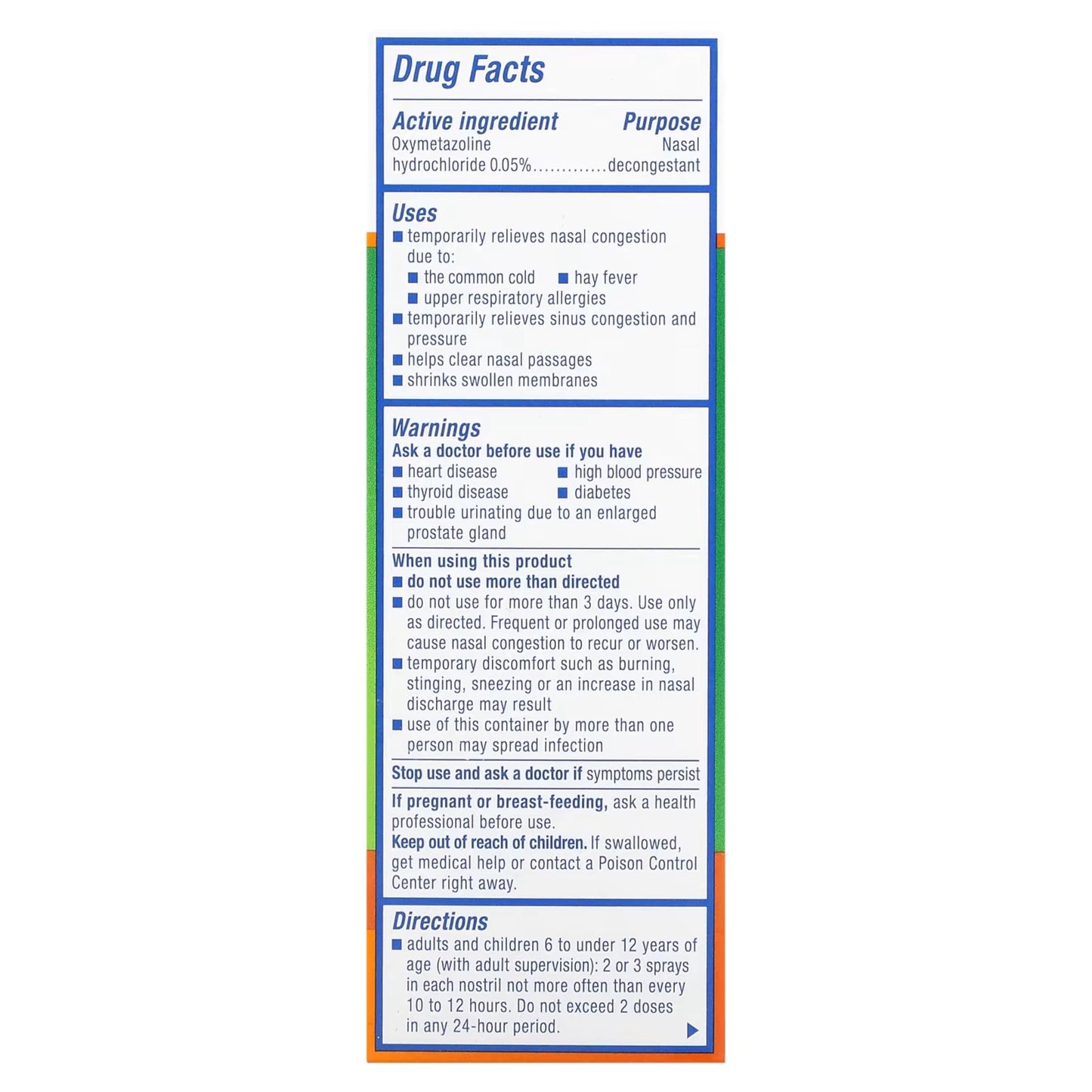 Close up of Zicam no drip liquid nasal spray pump dispenser for blocked nose remedy.