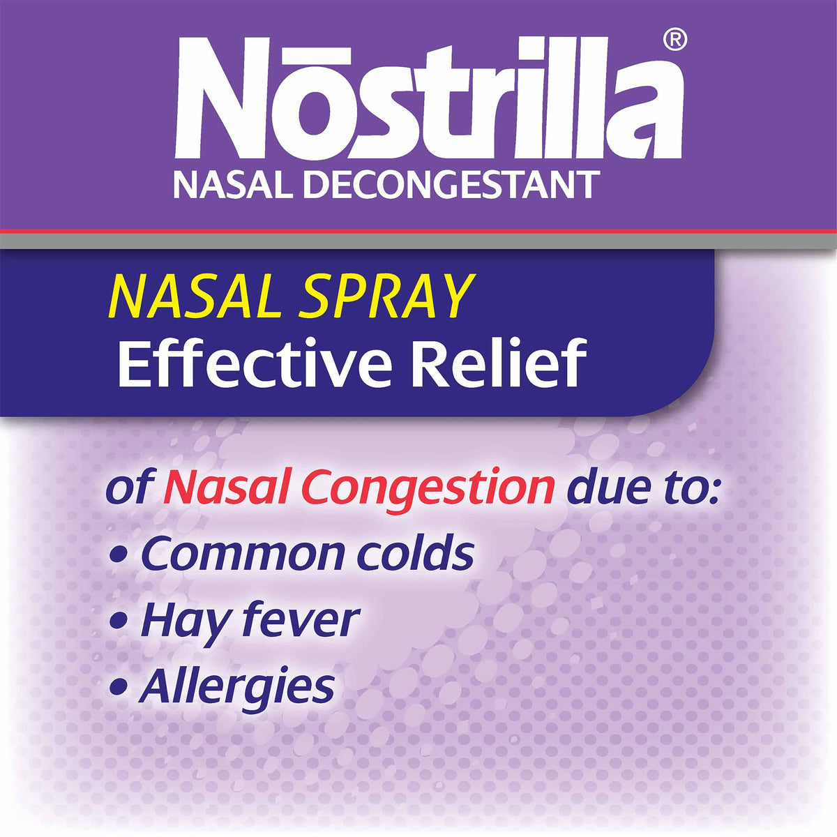 Nasal spray for sinus pressure relief with white and purple packaging details