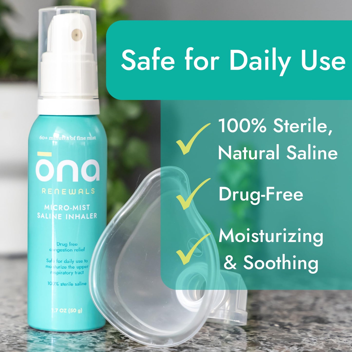 ONA unscented micro mist nasal spray for natural sinus congestion care