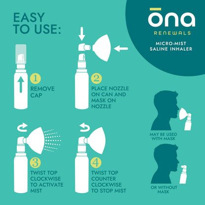 ONA sterile saltwater inhaler demonstrating portable upper respiratory comfort
