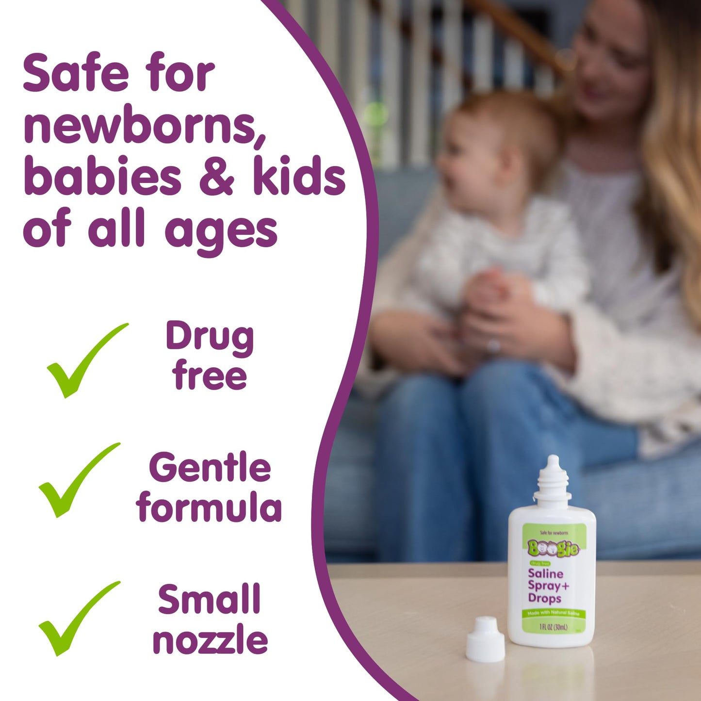 Boogie baby allergy relief nasal decongestant dual function spray and drops for newborns