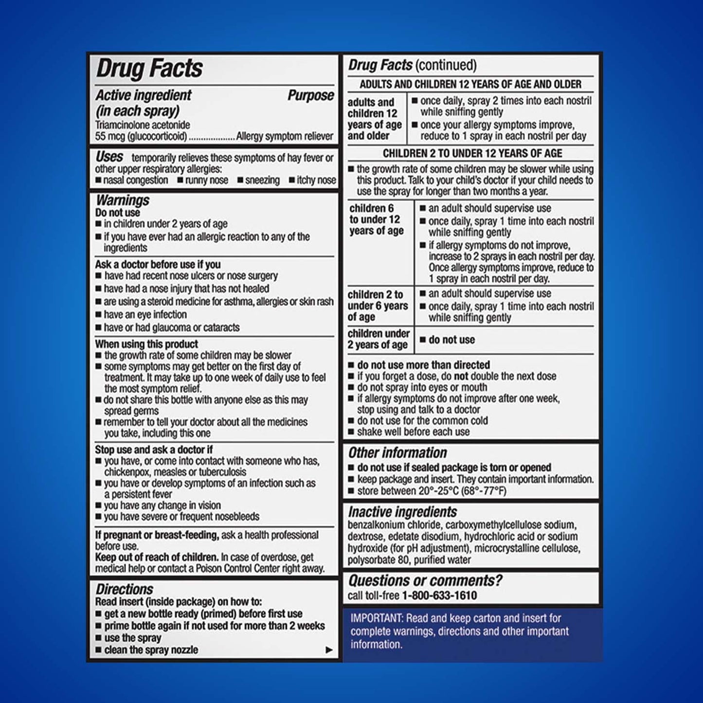 Nasacort non drowsy allergy spray two count bottles side by side