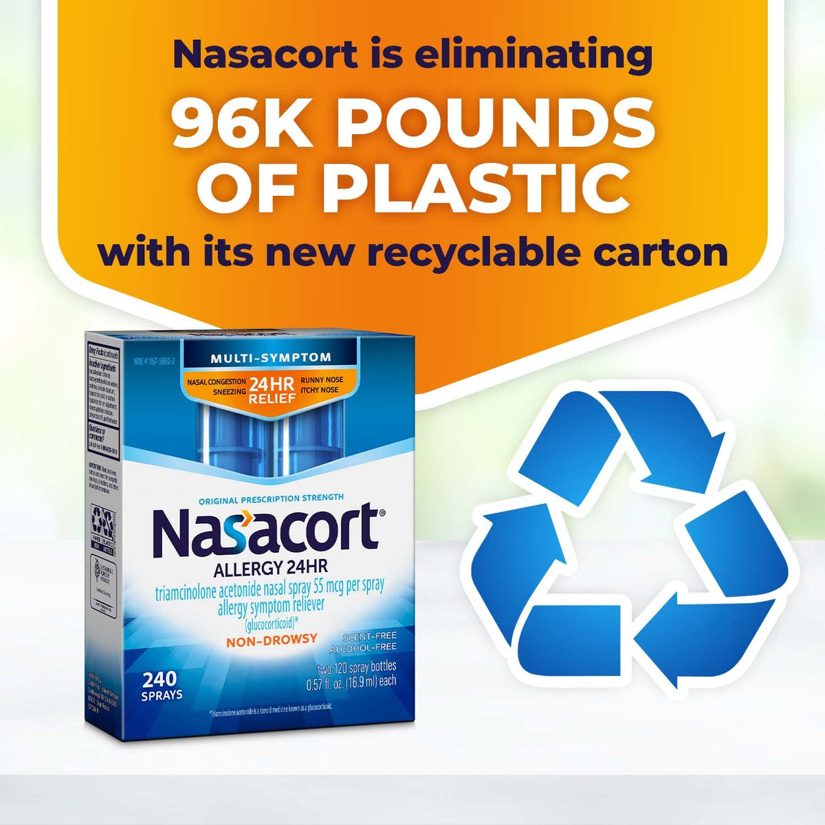 Nasacort scent free twenty four hour allergy relief spray bottles out of box