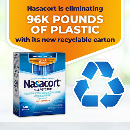 Nasacort scent free twenty four hour allergy relief spray bottles out of box