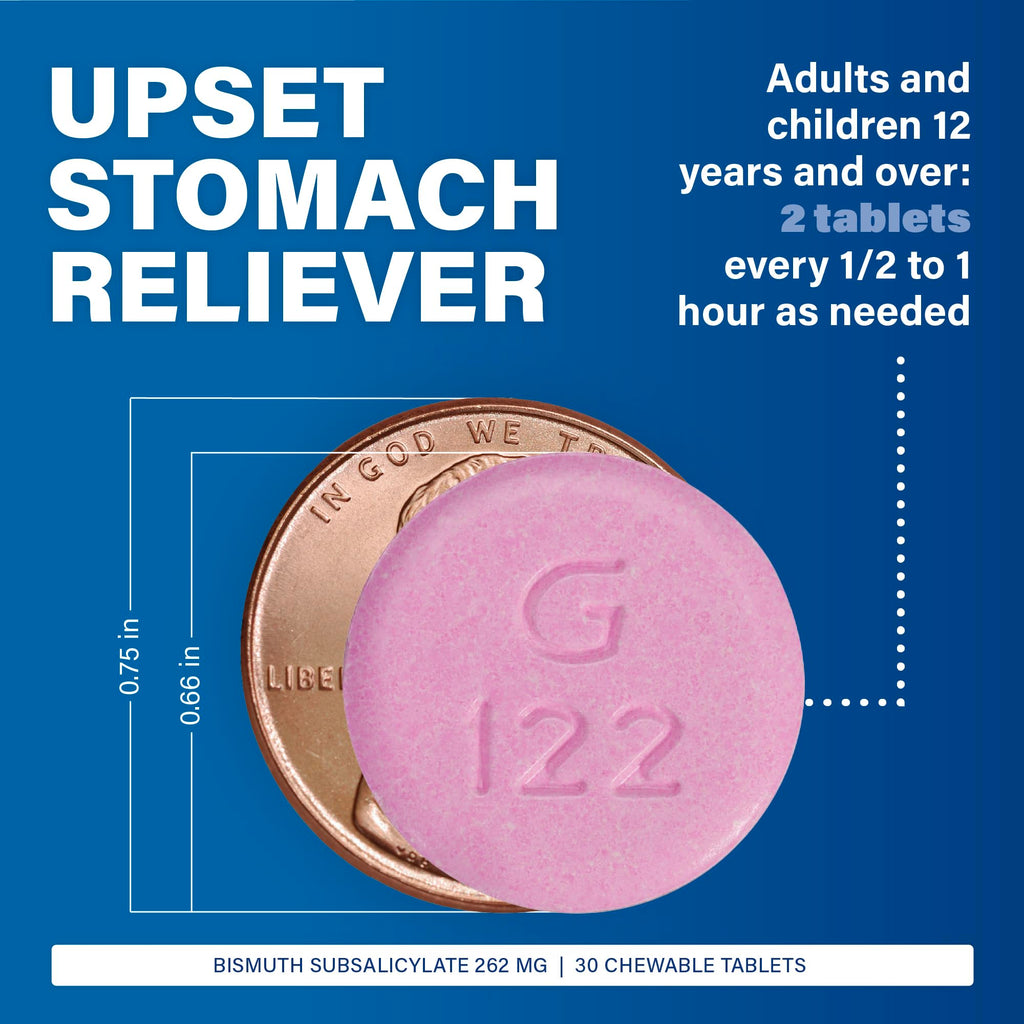 MAJOR stomach relief 262 mg tablets side panel with warnings and usage instructions