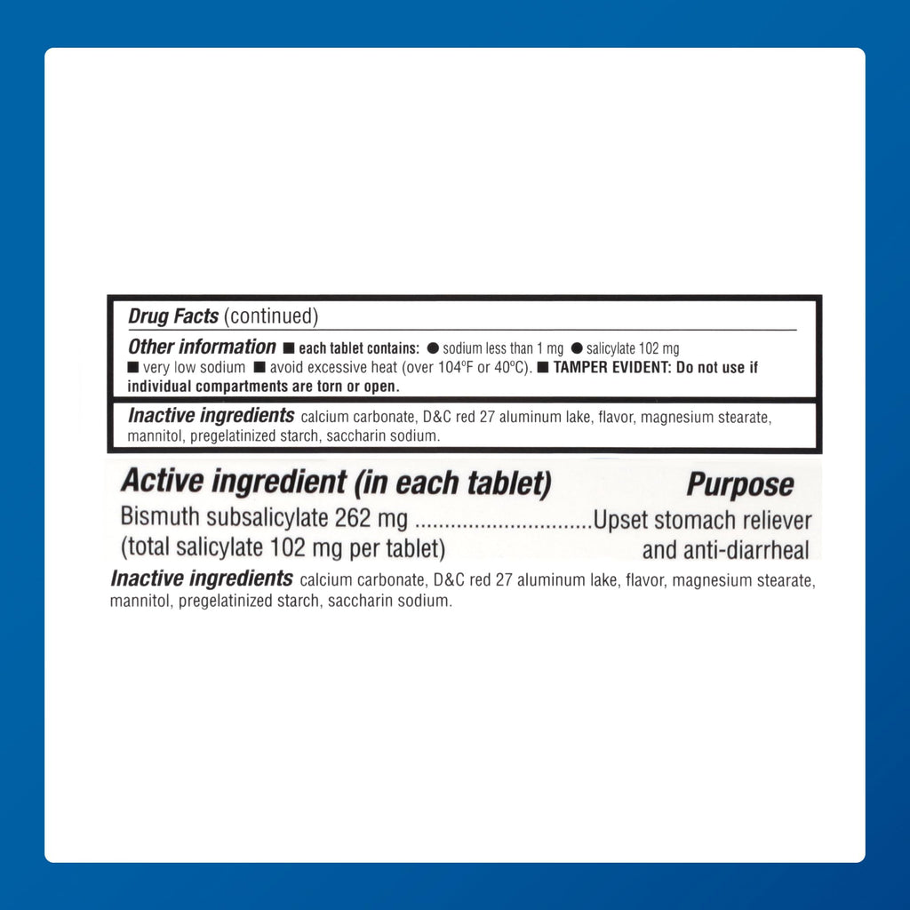 MAJOR generic alternative chewable tablets box back view with storage specifications