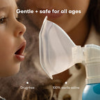 Side view of the 2.8 fluid ounce Frida Baby NoseFrida Saline Mist bottle showing instructions for newborn allergy relief.