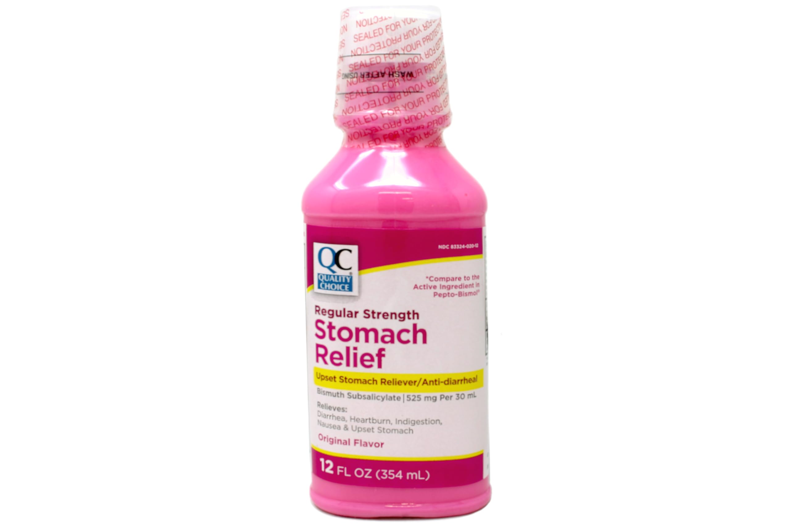 Six pack of Quality Choice stomach relief bottles
