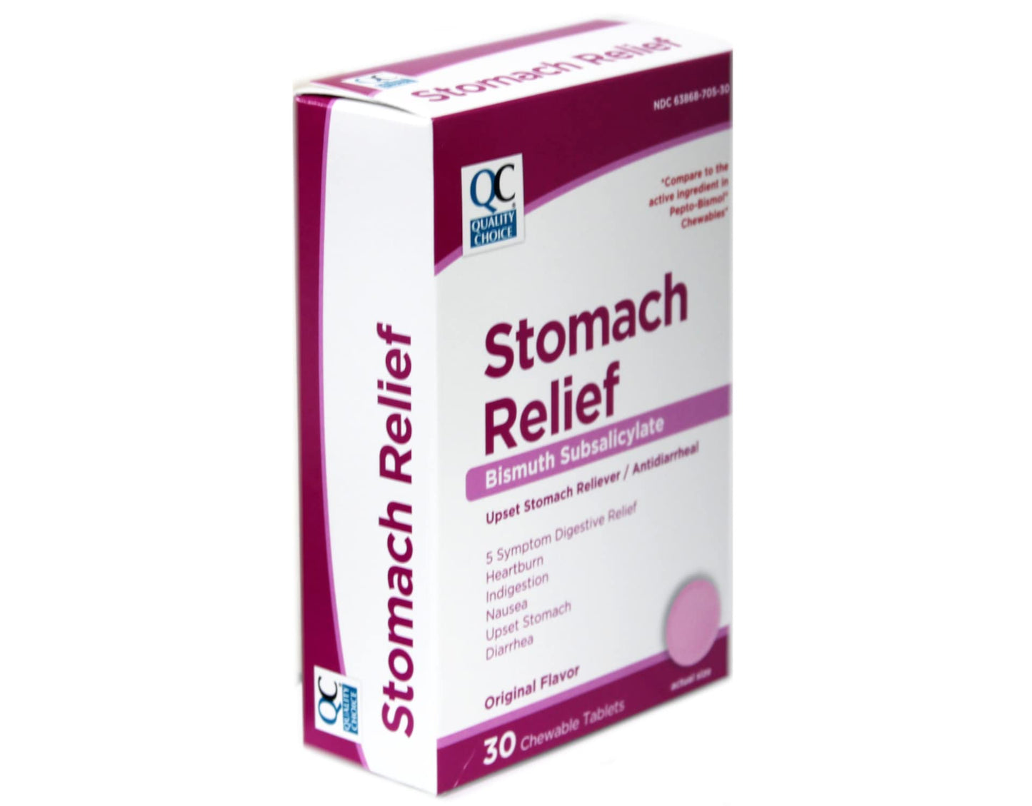 Quality Choice digestive relief chewable tablets side profile
