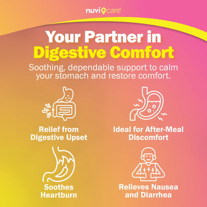 NUVICARE acid reflux and indigestion relief liquicaps showing directions for adult usage