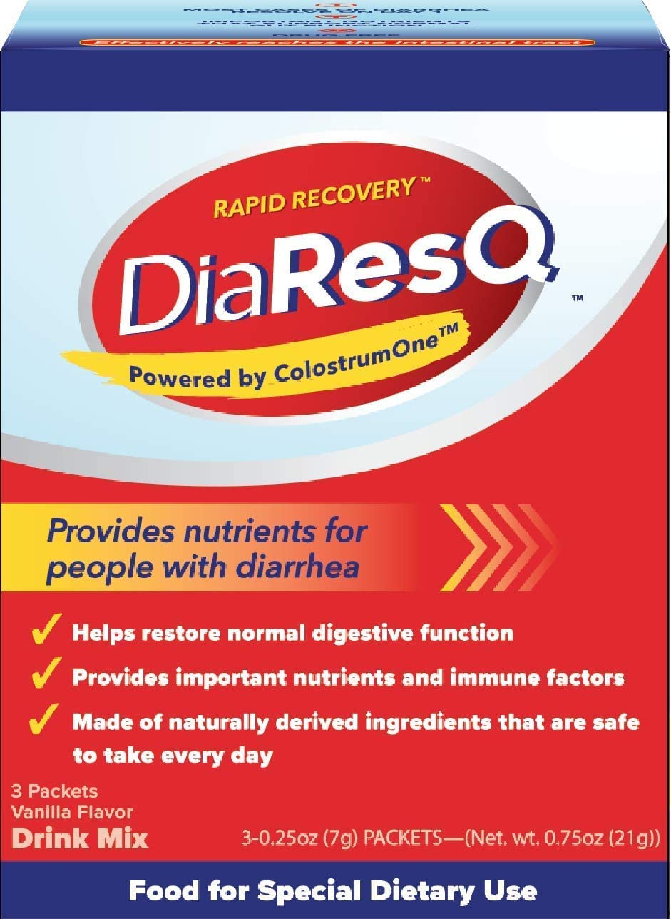 Close up of DiaResQ rapid recovery sachet for travel