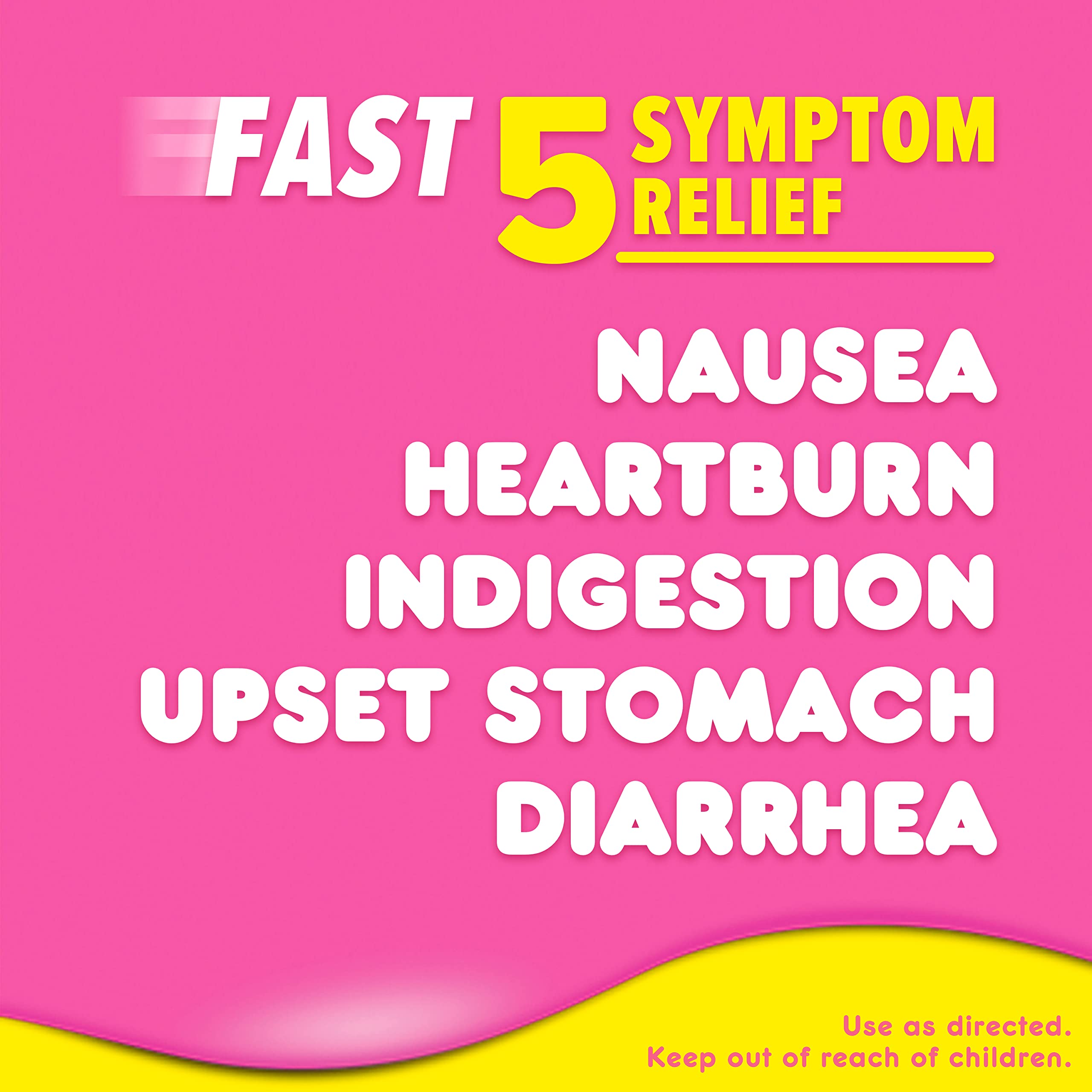 Pepto Bismol 5 symptom relief liquid packaging detail