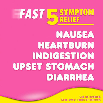 Pepto Bismol 5 symptom relief liquid packaging detail