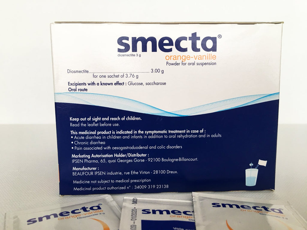 Box of 60 Smecta Ipsen sachets natural diarrhea treatment