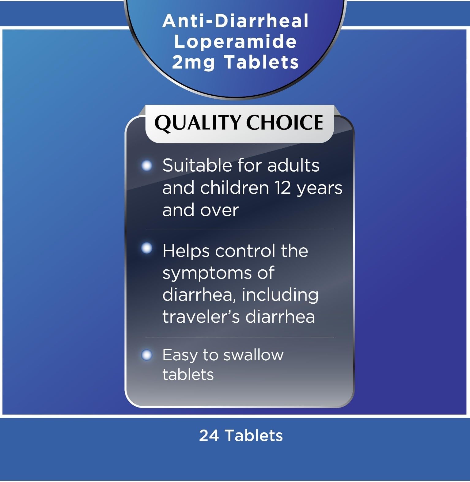 Quality Choice anti-diarrheal medicine packaging side view