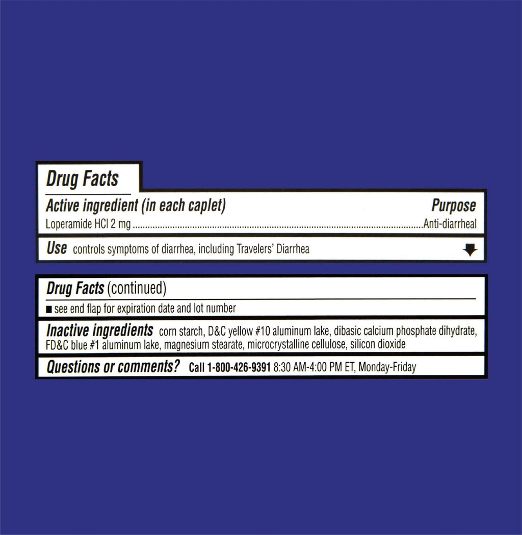 Side panel of Quality Choice anti-diarrheal medication bottle
