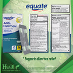 Equate Anti Diarrheal 24 caplets side box drug facts label details