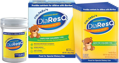 DiaResQ vanilla flavor powder packets for digestive relief