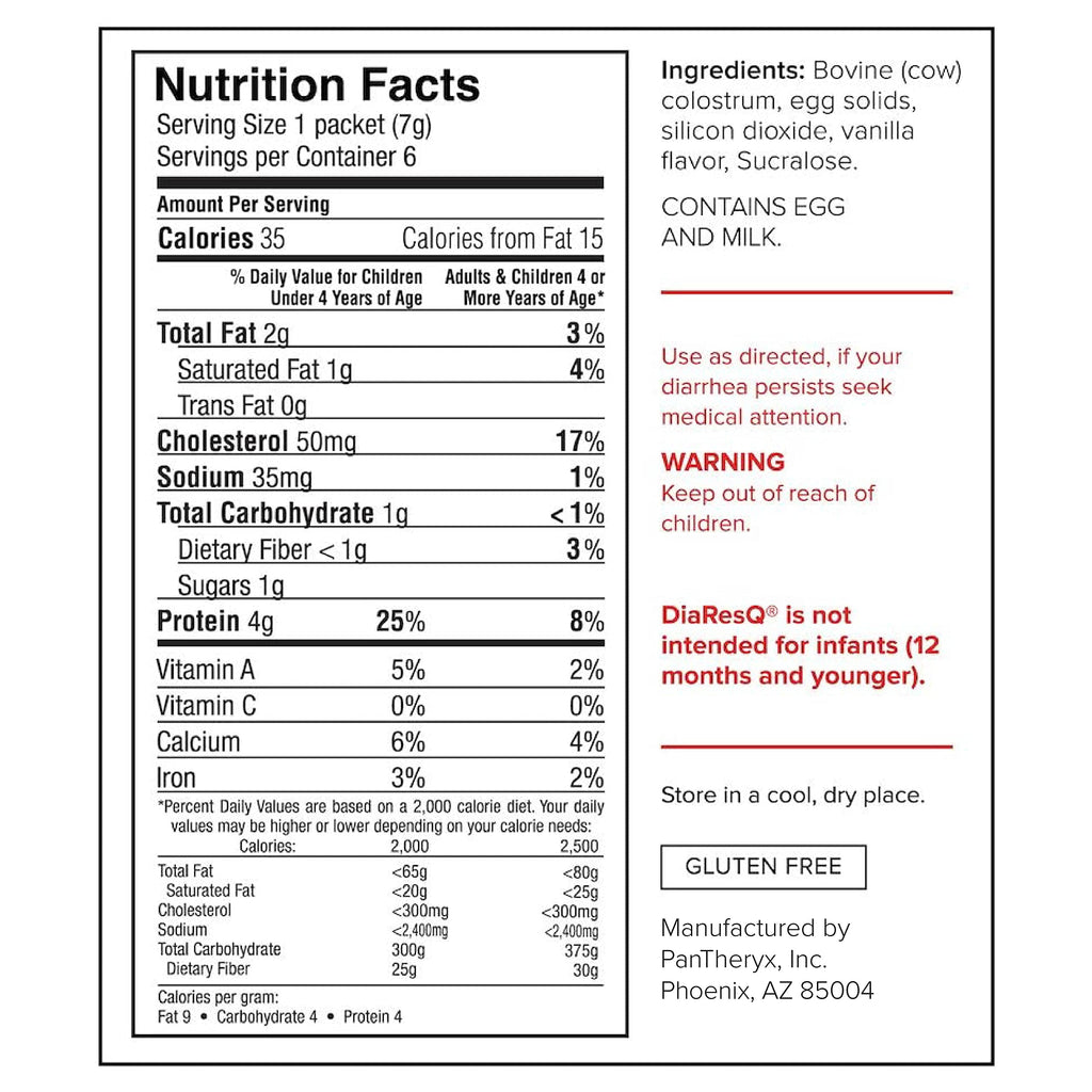 Six pack of DiaResQ diarrhea relief for toddlers and children