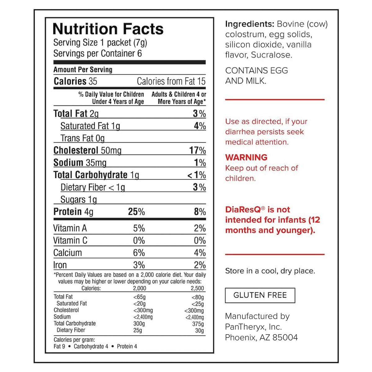 Six pack of DiaResQ diarrhea relief for toddlers and children