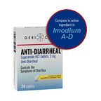 GeriCare digestive health supplements caplets side view with usage details