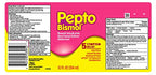 Pepto-Bismol 5 symptom stomach relief liquid bottle label detail