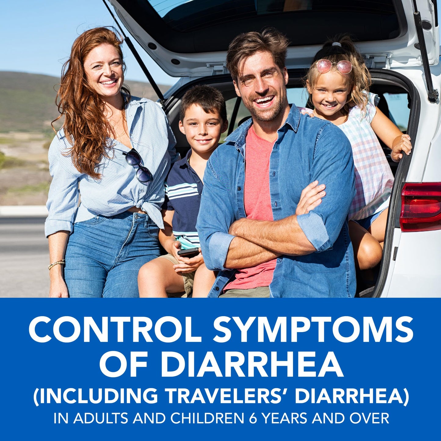 GoodSense loperamide hydrochloride oral solution packaging displaying age guidelines for travelers diarrhea relief.