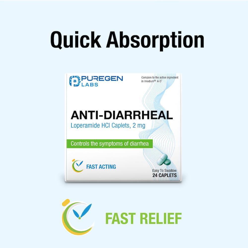 Puregen Labs acute diarrhea symptom control caplets bottle layout