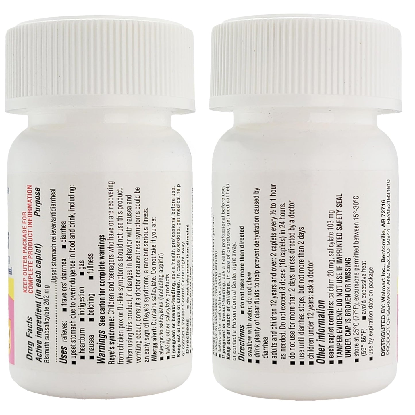 Back label of Healthy Surplus bismuth subsalicylate bottle showing dosage guidelines and directions