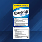 Close up view of the active ingredient list for Kaopectate 262 mg tablets