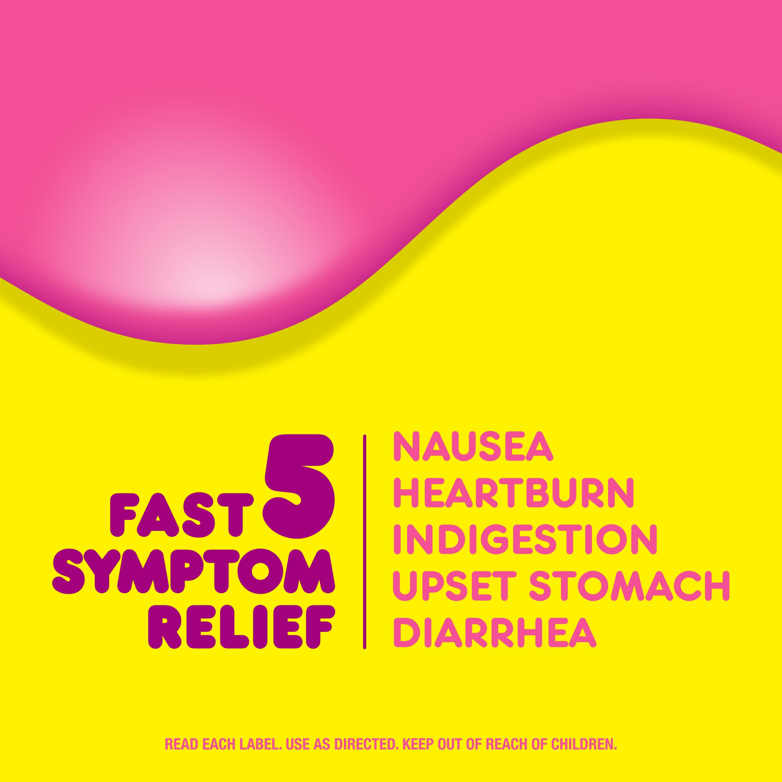 Pepto Bismol multi-symptom liquid bottle label detail