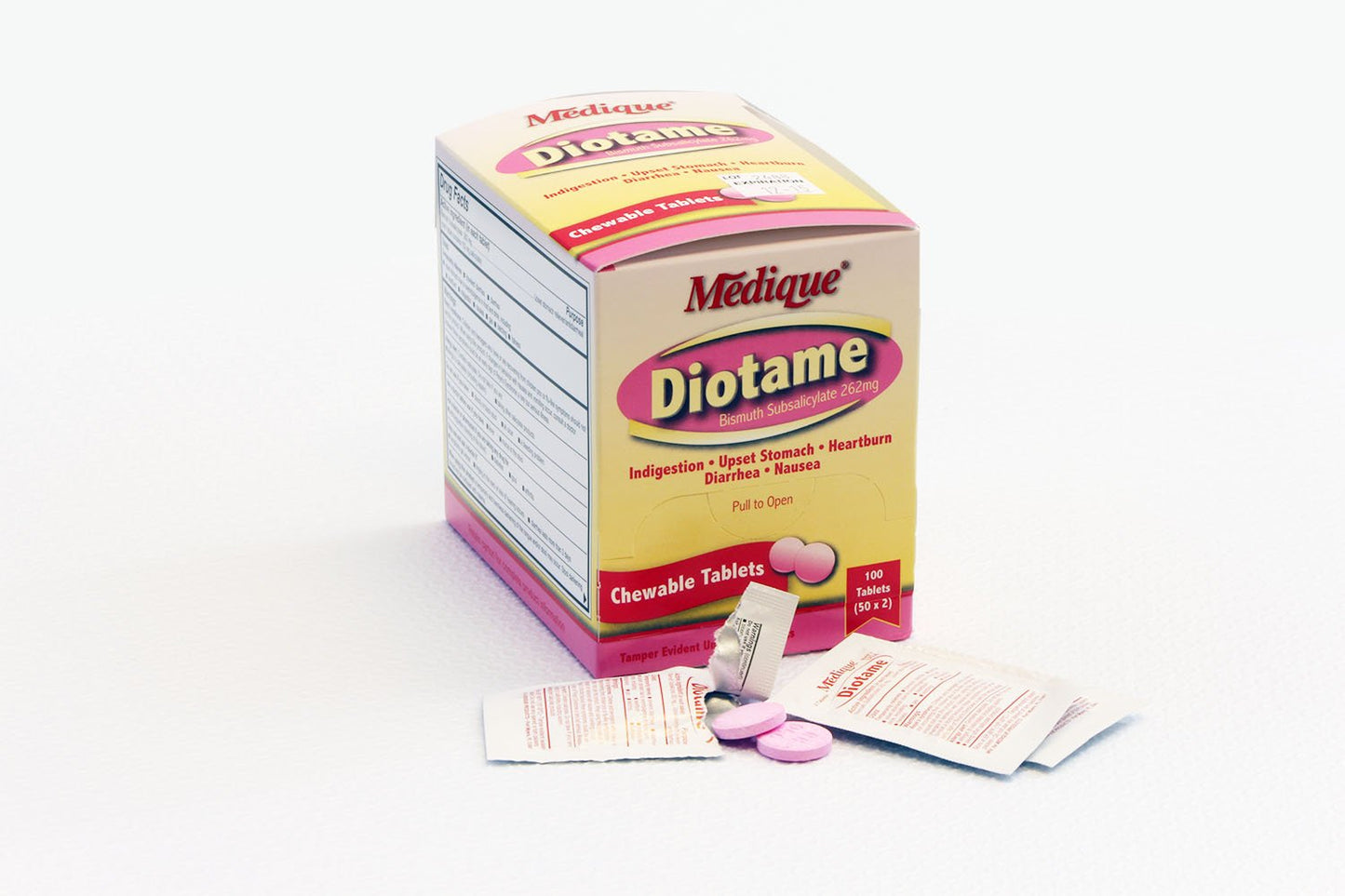 Individual tamper-evident unit dose packets of Medique Diotame