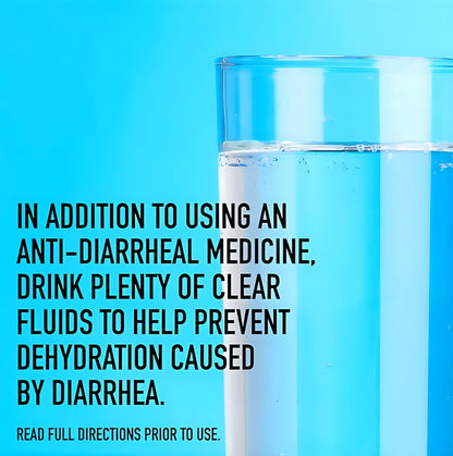 Side angle view of USA imported Berkley Jensen anti diarrheal twenty four count bottle