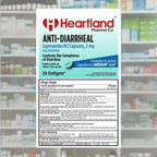 Heartland Pharma anti-diarrheal blister pack showcasing individual twenty-four count caplets.