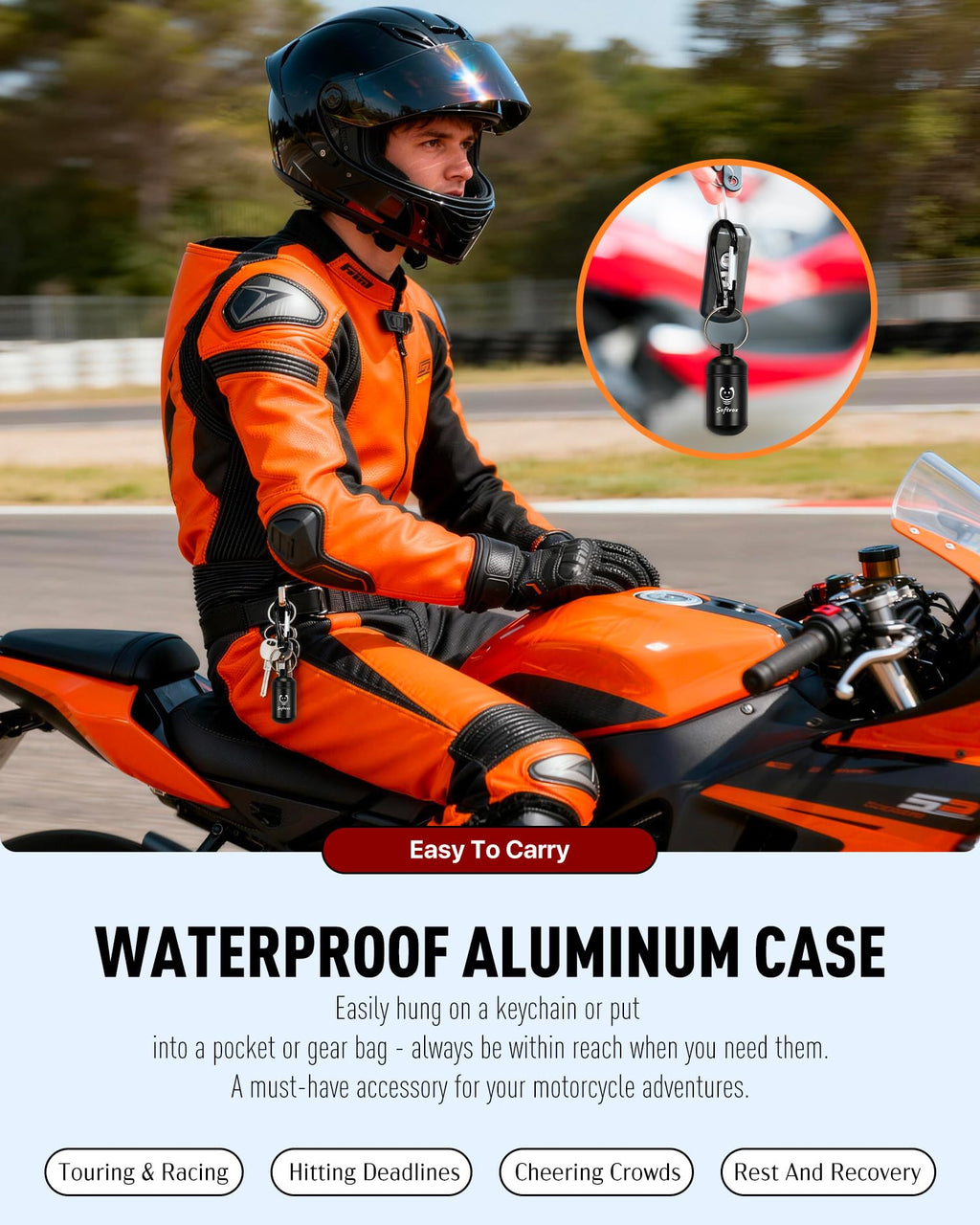 Softvox motorbike ear plugs with aluminum keychain case