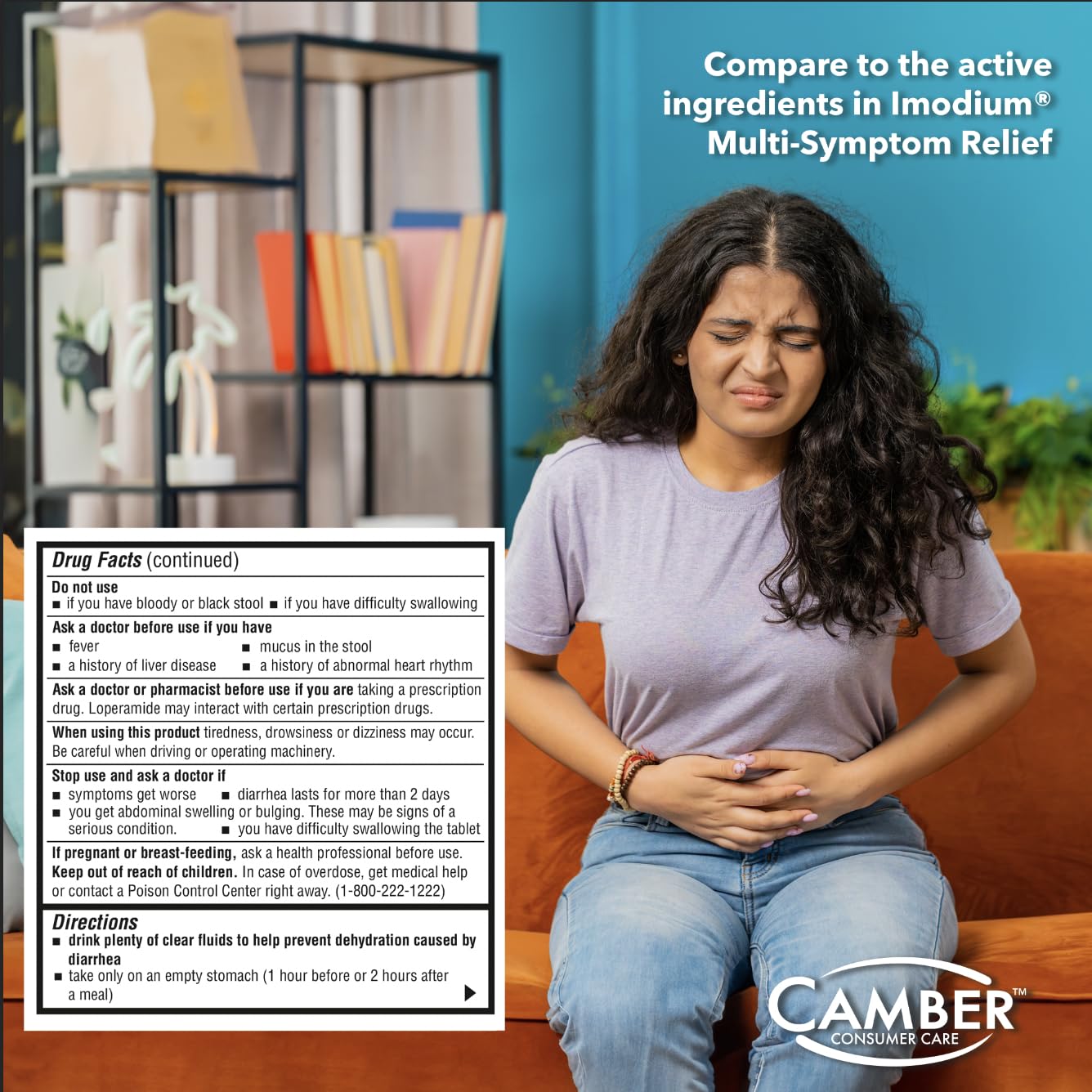 Directions and usage instructions on the back of the Camber multi symptom box