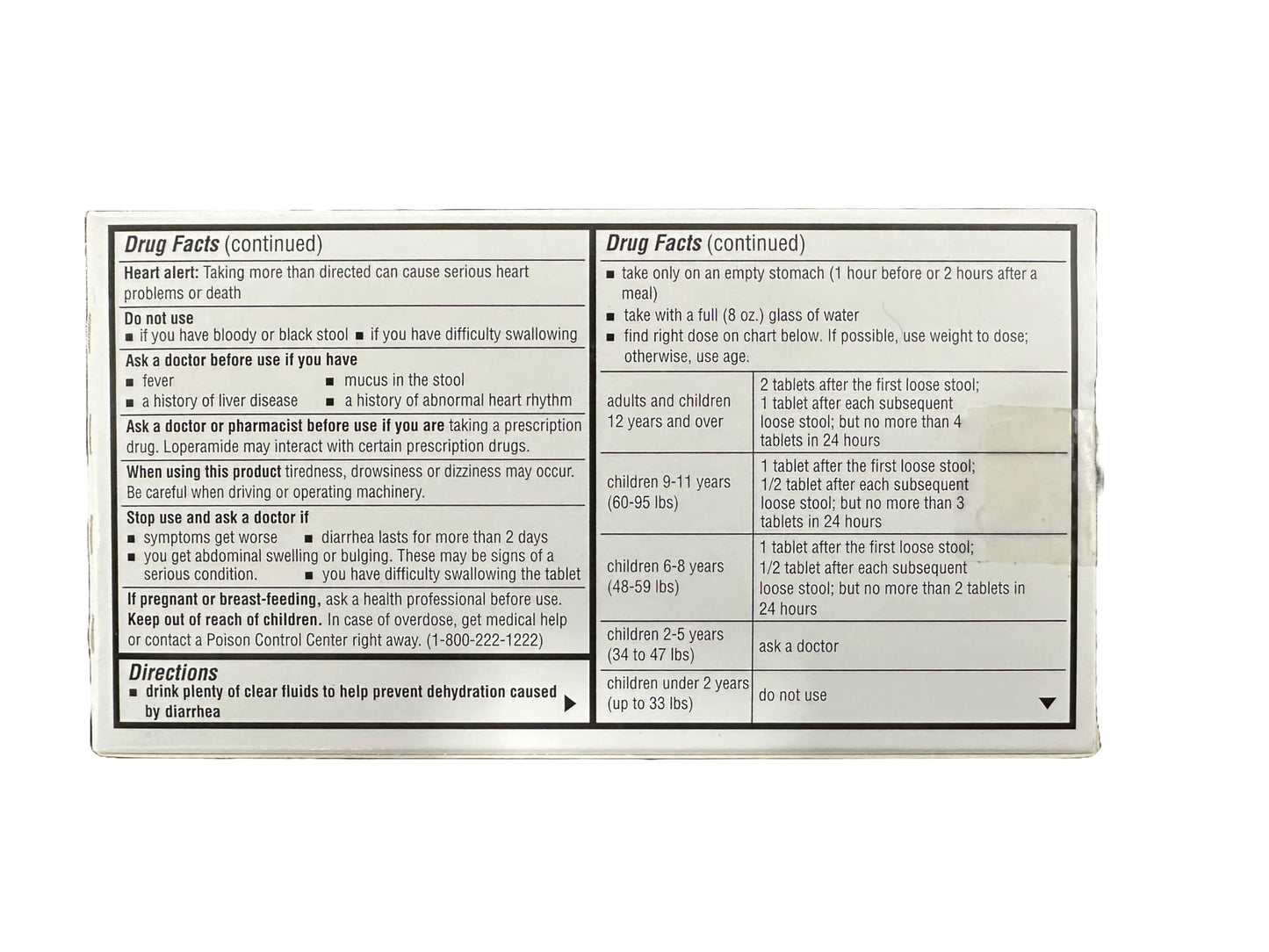 Side view of Camber pharmaceuticals digestive health tablet box with warning label