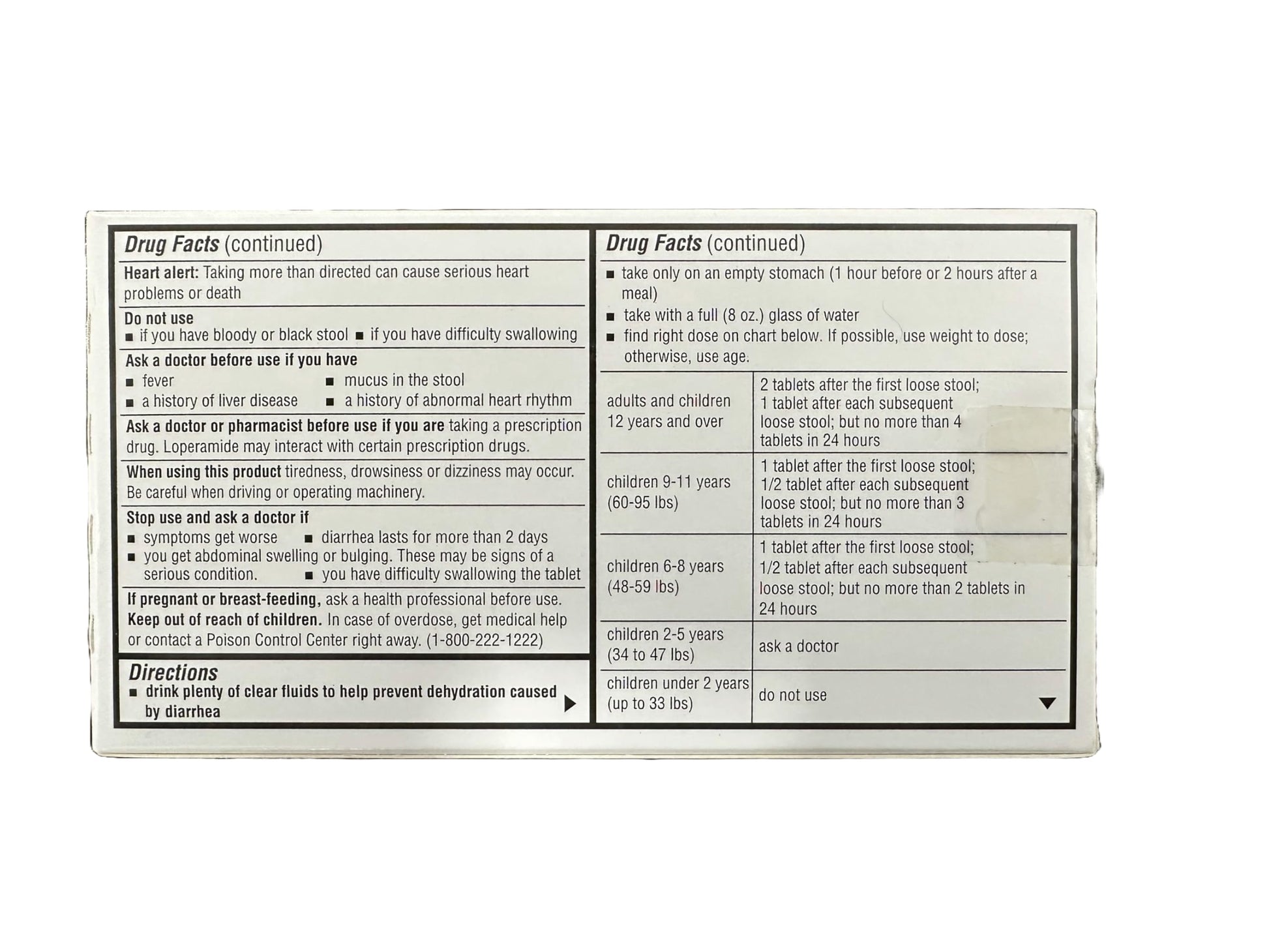 Side view of Camber pharmaceuticals digestive health tablet box with warning label