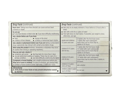 Side view of Camber pharmaceuticals digestive health tablet box with warning label