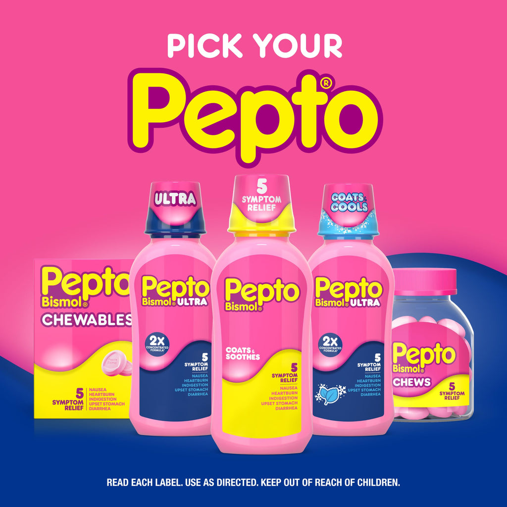 Pepto Bismol Ultra liquid packaging side view