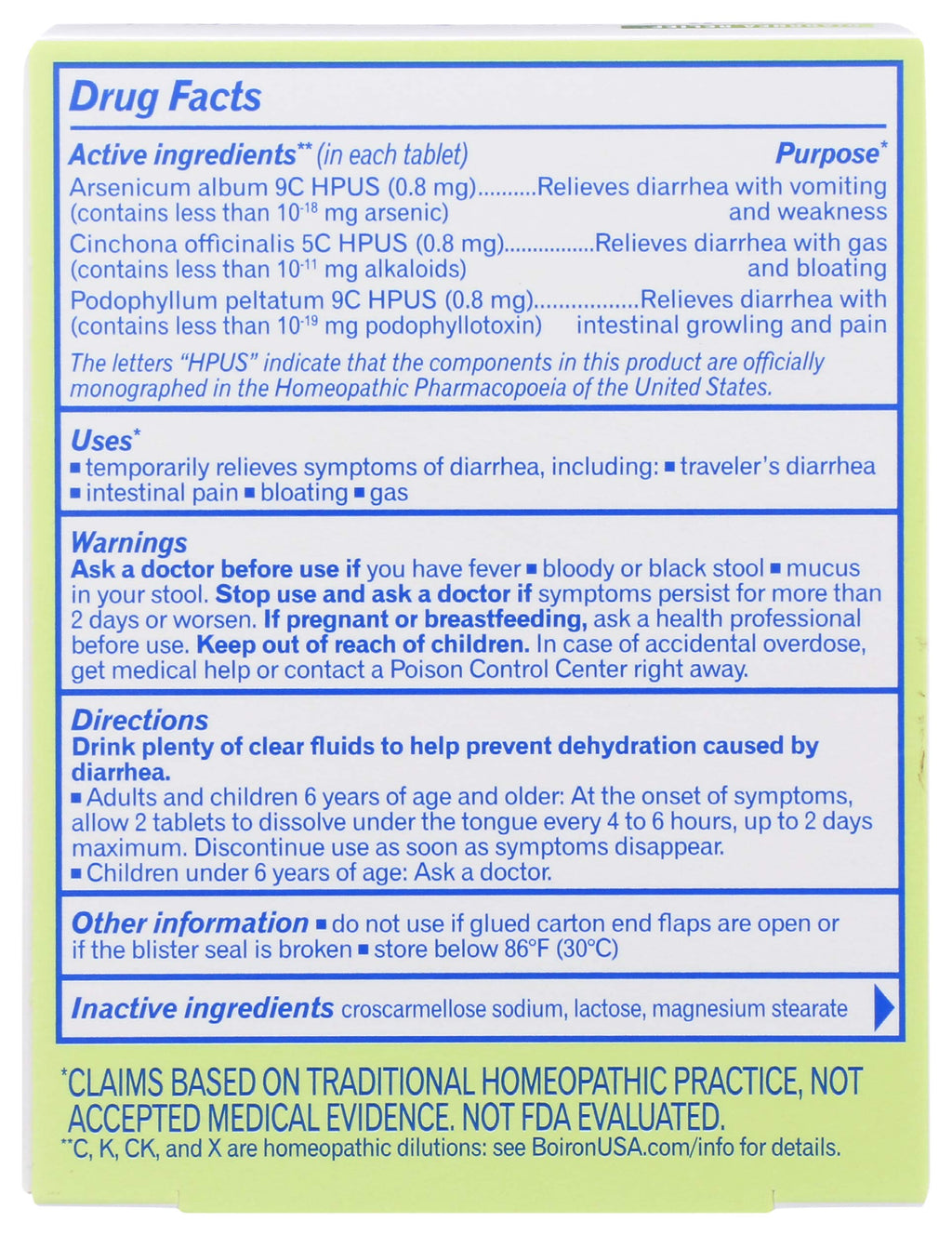 Boiron Diaralia 60 count bottle for digestive relief