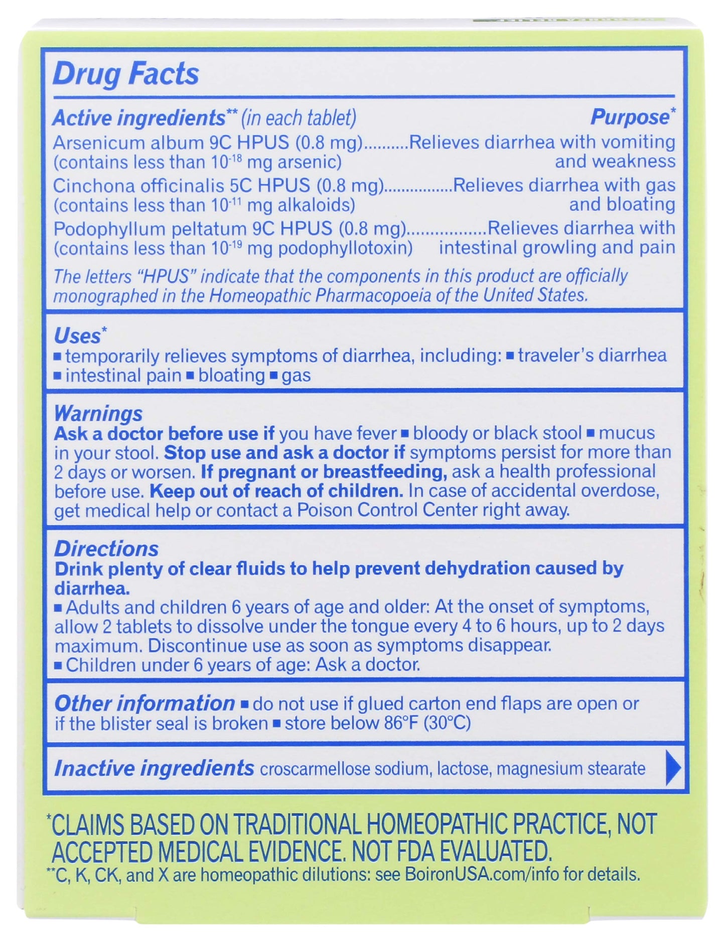 Boiron Diaralia 60 count bottle for digestive relief